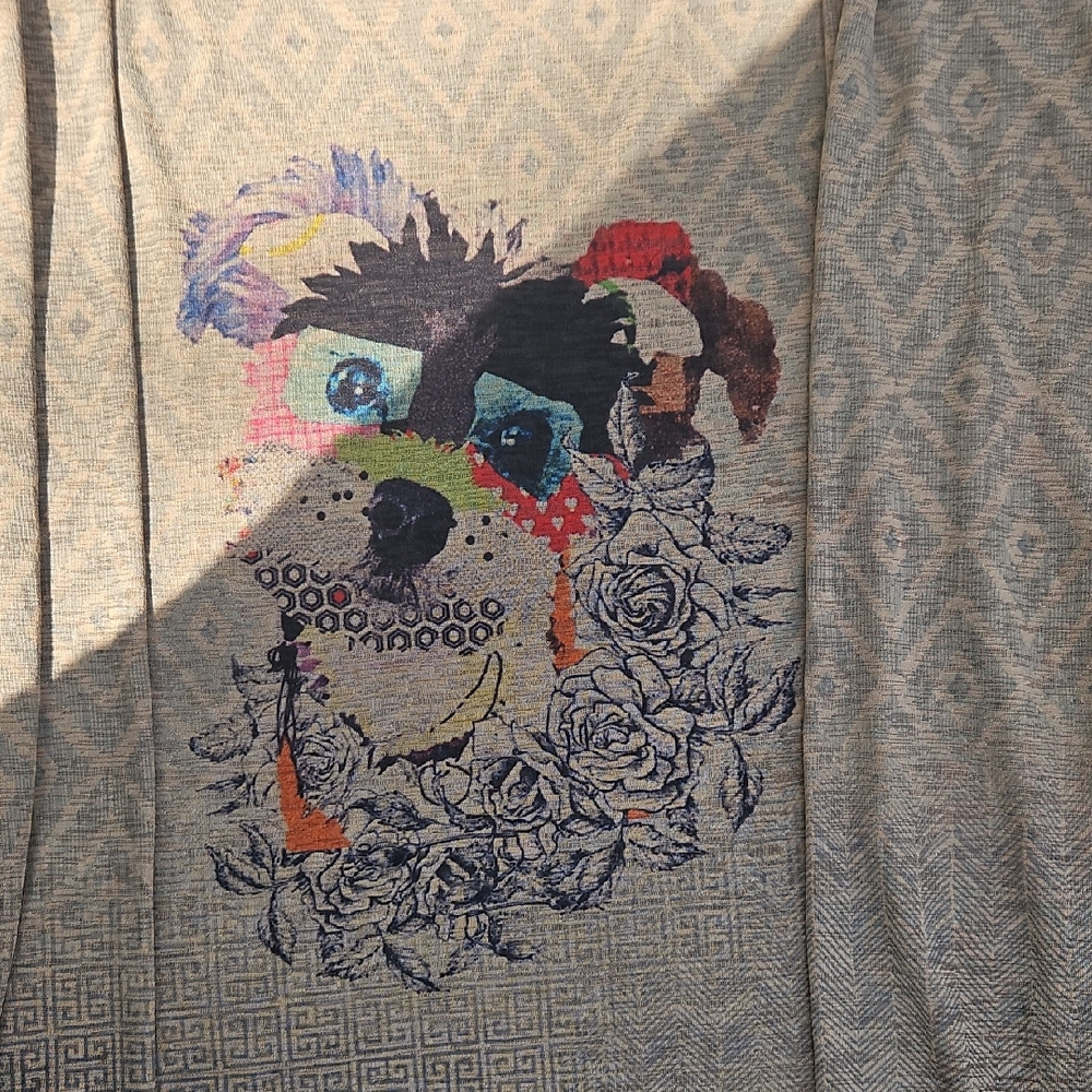 Alison Sheri Colorful Dog Print Long Sleeve Tee